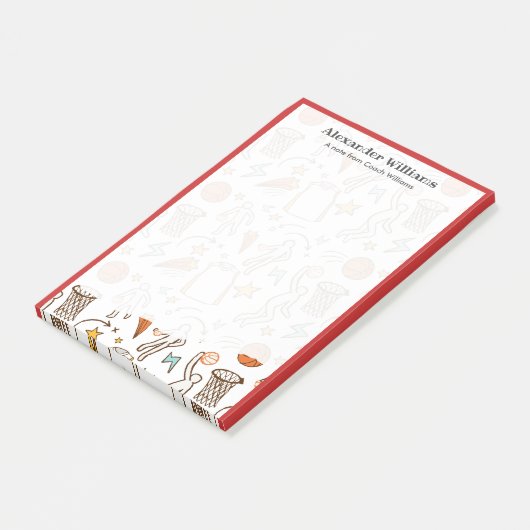 Persoonlijk bericht van basketbalcoach speler post-it® notes (Schuin)