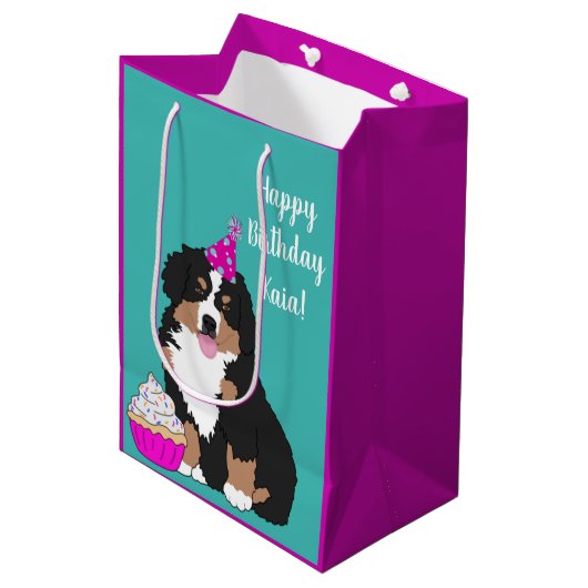 Persoonlijk Bernese Mountain Dog Puppy Medium Gif Medium Cadeauzakje (Voorkant Gekanteld)