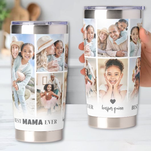 Persoonlijk beste mama foto collage moeder geïsoleerde drinkbeker