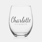 Persoonlijk 'Beste Moeder Ooit' Script Monogram Wijnglas Zonder Voet (Voorkant)
