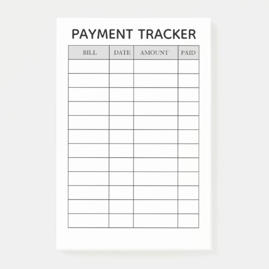Persoonlijk betalingsvolgnotitieboek post-it® notes (Voorkant)
