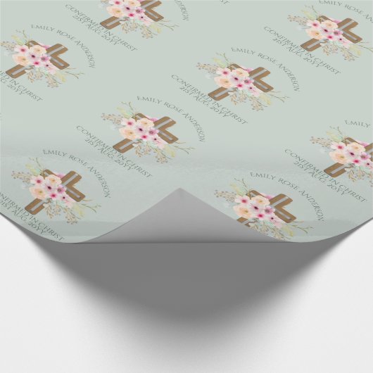 Persoonlijk bevestigingsgeschenk bloemenkruis cadeaupapier (Hoek)