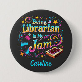 Persoonlijk bibliothecarisgeschenk ronde button 7,6 cm
