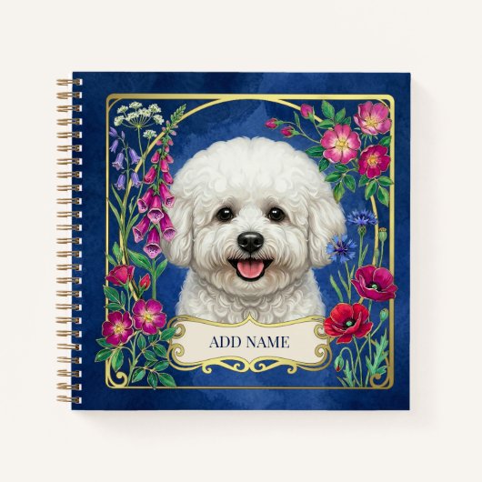 Persoonlijk Bichon Frise Blauwe Notitieboek (Voorkant)