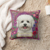 Persoonlijk Bichon Frise Roze Bloemenkussen Kussen (Deken)