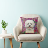 Persoonlijk Bichon Frise Roze Bloemenkussen Kussen (Stoel)