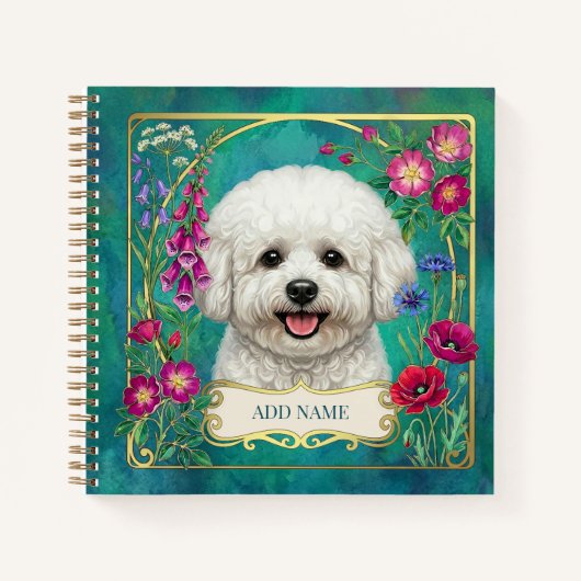 Persoonlijk Bichon Frise Teal Notitieboek (Voorkant)