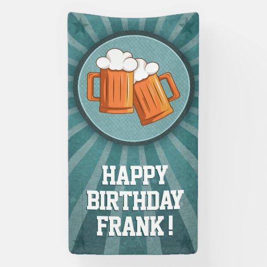 Persoonlijk bier gefeliciteerd met je verjaardag spandoek (Verticaal)
