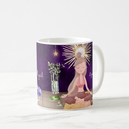 Persoonlijk bij Peace Yoga Girl en Crystals Koffiemok (Voorkant rechts)