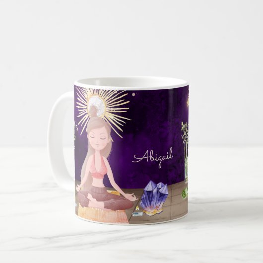 Persoonlijk bij Peace Yoga Girl en Crystals Koffiemok (Voorkant links)