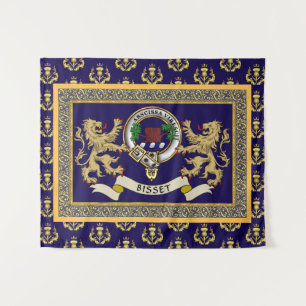 Persoonlijk Bisset-clanbadge Blauw Wandkleed