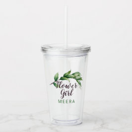 Persoonlijk blad voor bloemenmeisje acryl drinkbeker