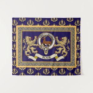 Persoonlijk Blair Clan Badge Blauw Wandkleed
