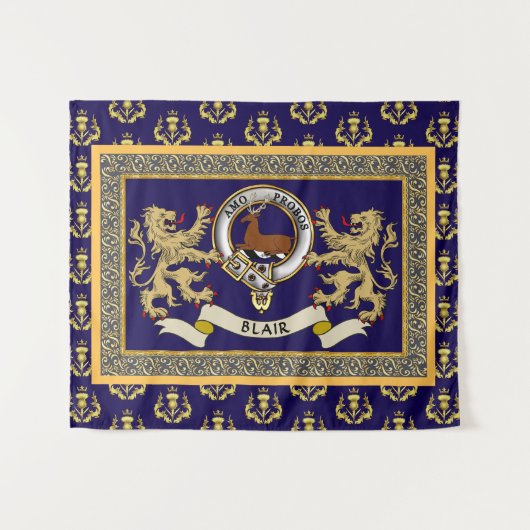 Persoonlijk Blair Clan Badge Blauw Wandkleed (Voorkant (horizontaal))