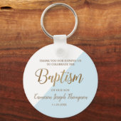 Persoonlijk blauw babyzakje bedankt sleutelhanger (Voorkant)