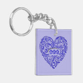 Persoonlijk blauw BFF-hart Sleutelhanger (Voorkant Links)