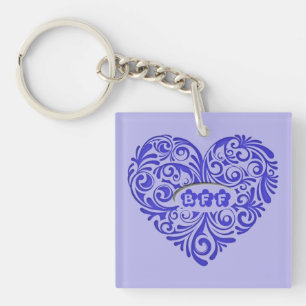 Persoonlijk blauw BFF-hart Sleutelhanger