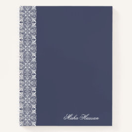 Persoonlijk blauw bloemmotief notitieboek