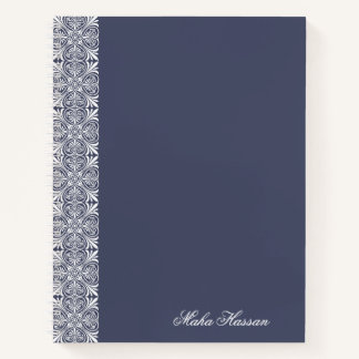 Persoonlijk blauw bloemmotief notitieboek