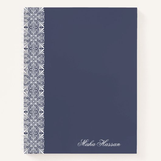 Persoonlijk blauw bloemmotief notitieboek (Voorkant)