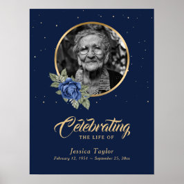 Persoonlijk Blauw Bloemstuk Rouw Welkom Bord Poster