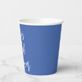 Persoonlijk Blauw Bruidsfeest Script Modern Chic Papieren Bekers (Links)