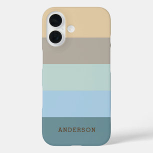 Persoonlijk - Blauw bruin en beige Turquoise iPhone 16 Hoesje