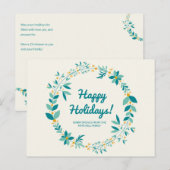 Persoonlijk - Blauw en Mint Wreath Holiday Briefkaart (Voorkant / Achterkant)
