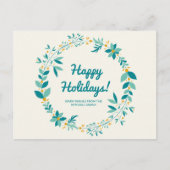 Persoonlijk - Blauw en Mint Wreath Holiday Briefkaart (Voorkant)