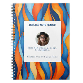 Persoonlijk blauw en oranje golfpatroon  notitieboek