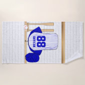 Persoonlijk blauw en wit Baseball Jersey Strandlaken (Voorkant)