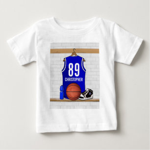 Persoonlijk blauw en wit Basketball Jersey