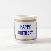 Persoonlijk blauw en wit Basketball Jersey Koffiemok (Center)