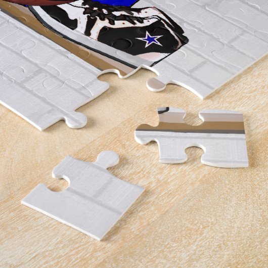 Persoonlijk blauw en wit Basketball Jersey Legpuzzel (Zijkant)