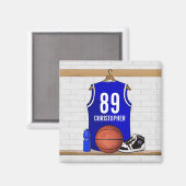 Persoonlijk blauw en wit Basketball Jersey Magneet (Voorkant / Achterkant)