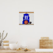 Persoonlijk blauw en wit Basketball Jersey Poster (Keuken)