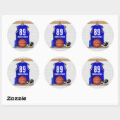 Persoonlijk blauw en wit Basketball Jersey Ronde Sticker (Vel)