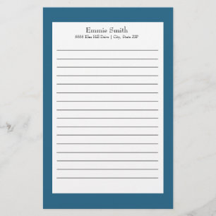 Persoonlijk blauw en wit gelinieerd schrijfpapier briefpapier