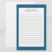 Persoonlijk blauw en wit gelinieerd schrijfpapier briefpapier (Voorkant / Achterkant)