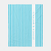 Persoonlijk blauw en wit gestreept  fleece deken (Voorkant)