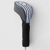 Persoonlijk blauw en wit gestreept monogram golfheadcover (Schuin)