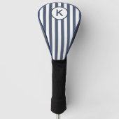 Persoonlijk blauw en wit gestreept monogram golfheadcover (Voorkant)
