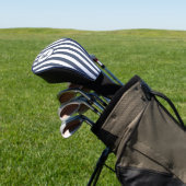 Persoonlijk blauw en wit gestreept monogram golfheadcover (Insitu)