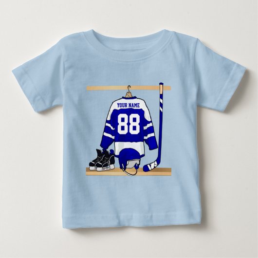 Persoonlijk blauw en wit ijs Hockey Jersey (Voorkant)