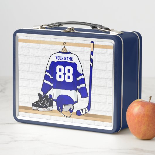 Persoonlijk blauw en wit ijs Hockey Jersey (In situ)