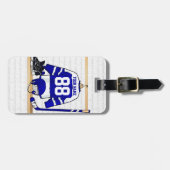 Persoonlijk blauw en wit ijs Hockey Jersey Bagagelabel (Voorkant horizontaal)