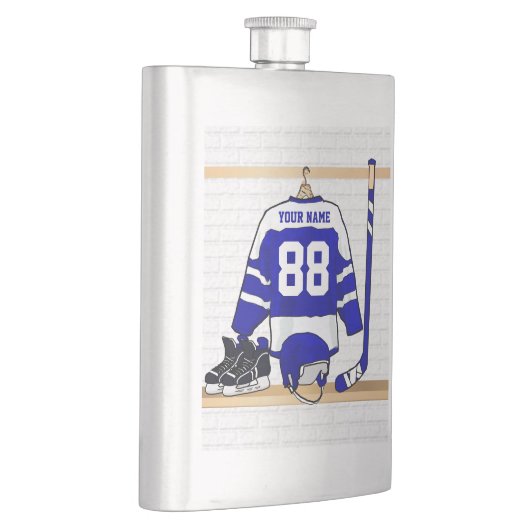 Persoonlijk blauw en wit ijs Hockey Jersey Flacon (Rechts)