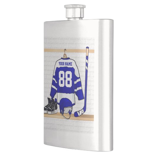 Persoonlijk blauw en wit ijs Hockey Jersey Flacon (Links)