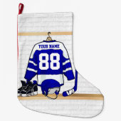 Persoonlijk blauw en wit ijs Hockey Jersey Grote Kerstsok (Voorkant)