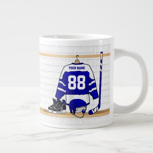 Persoonlijk blauw en wit ijs Hockey Jersey Grote Koffiekop (Rechts)